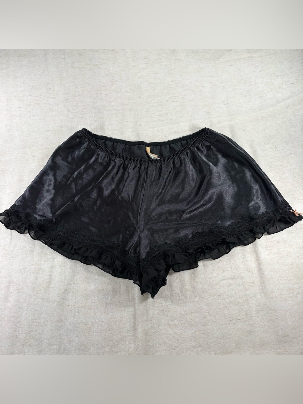 Gilligan & O’Malley Black Satin Ruffle Lounge Shorts